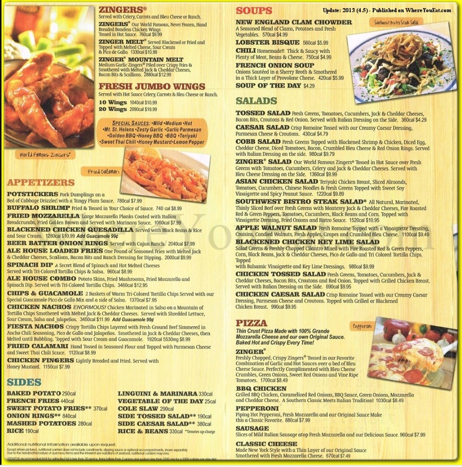 Miller's Ale House Menu | Full Food & Drink Selection at Miller's ...